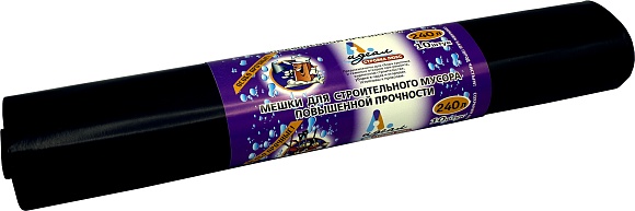 Мешки мусорные ПВД 240л 88x140см (90) В рулонах (Стройка Люкс, по 10 шт) Идеал (х1/10) [упаковка]